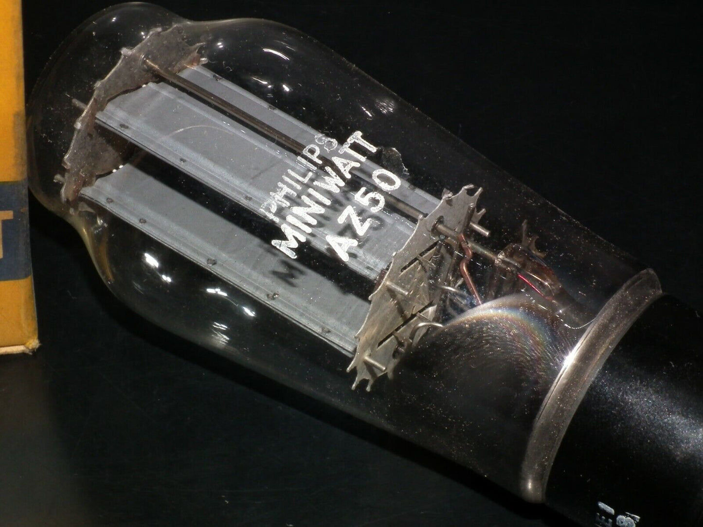 AZ50 Philips rectifier NOS NIB, dual OO getter, Blackburn 1960, WELDED PLATES