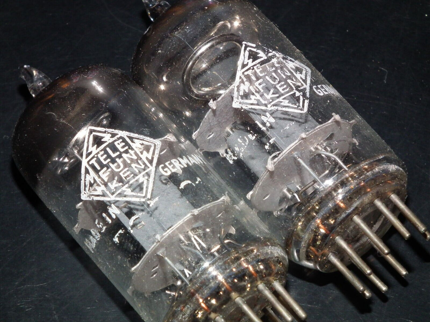 NOS Matched Pair ECC81 Telefunken 12AT7 Diamond Bottom Same Codes West Germany