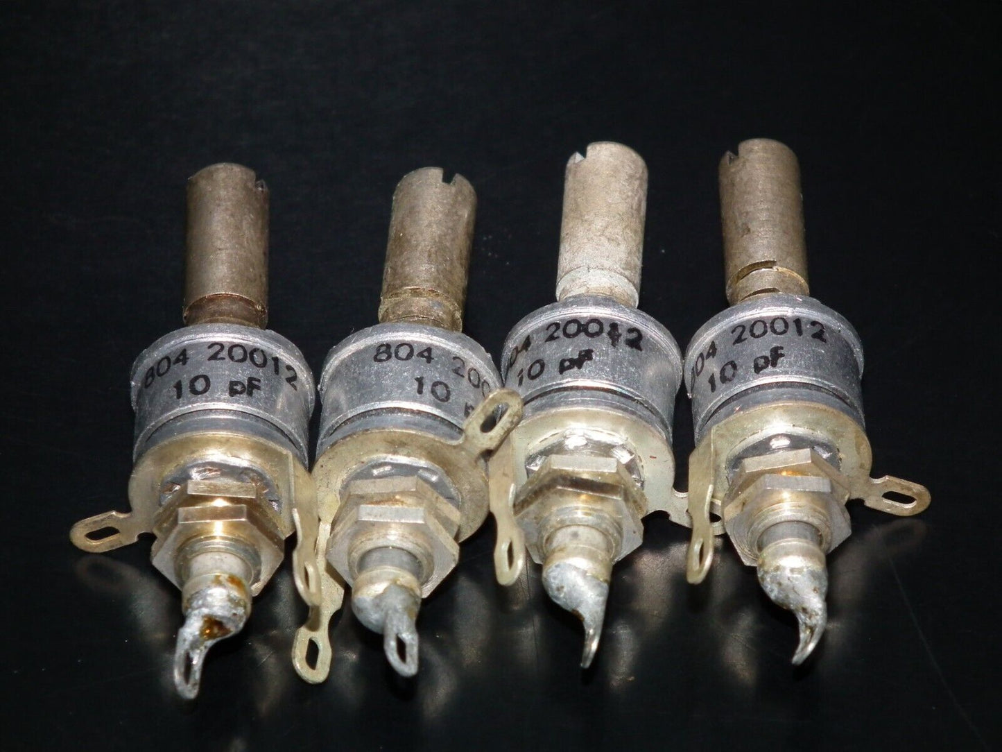 Two (2) NOS Beehive 2pF - 10pF variable trimmer capacitors - tubular piston caps
