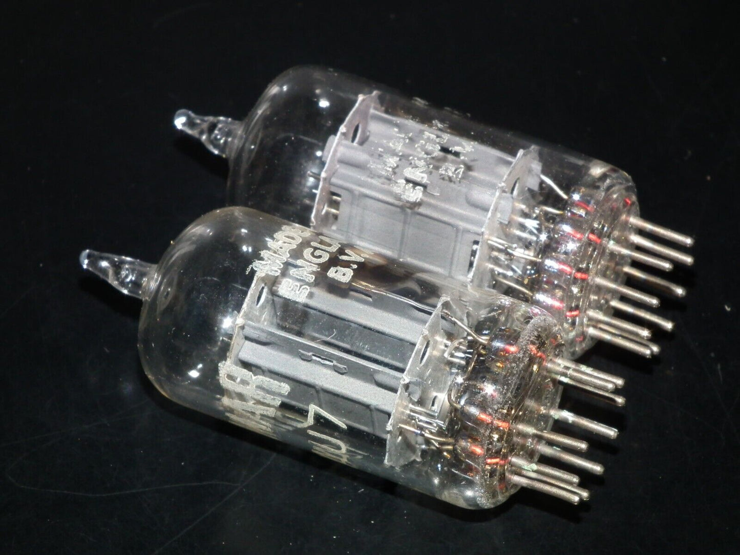 Matched Pair BRIMAR 12AU7 ECC82 Long Anodes Side Getters Used 100%