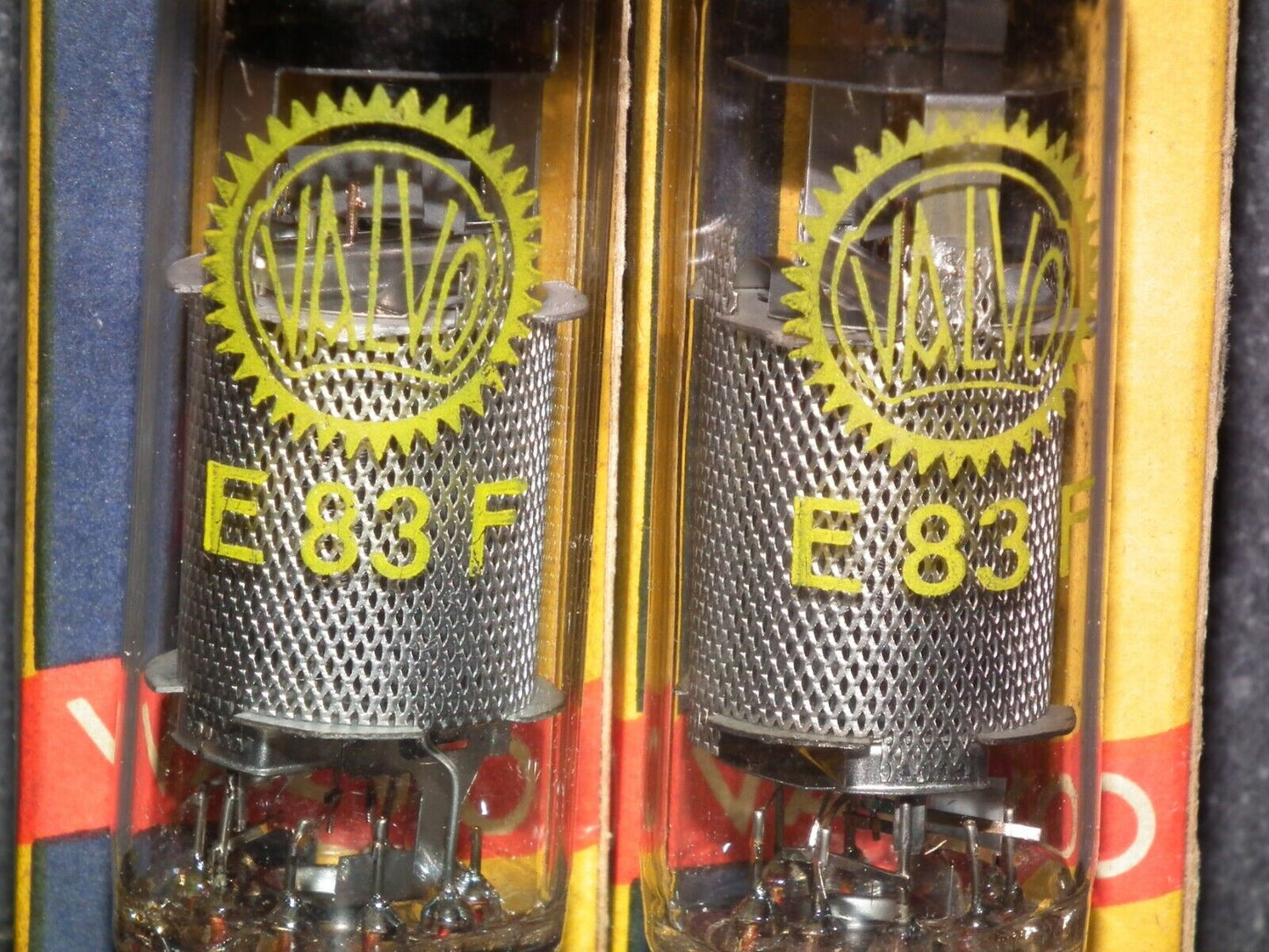 E83F Valvo Matched Pair NOS NIB Yellow Logo Philips Heerlen D Getter 1960