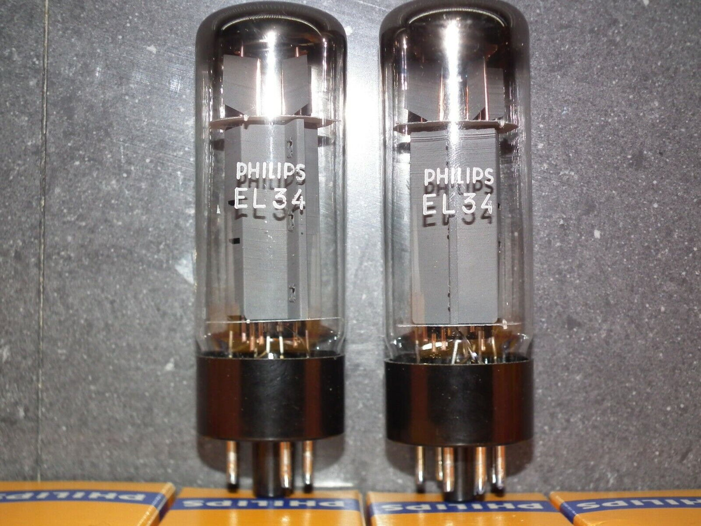 EL34 Mullard Platinum Matched Pair NOS NIB Blackburn Xf4 1979, rebranded Philips