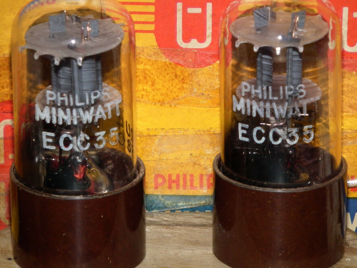 Mullard ECC35 6SL7GT NOS NIB Matched Pair Brown Base D Getter Blackburn 1958