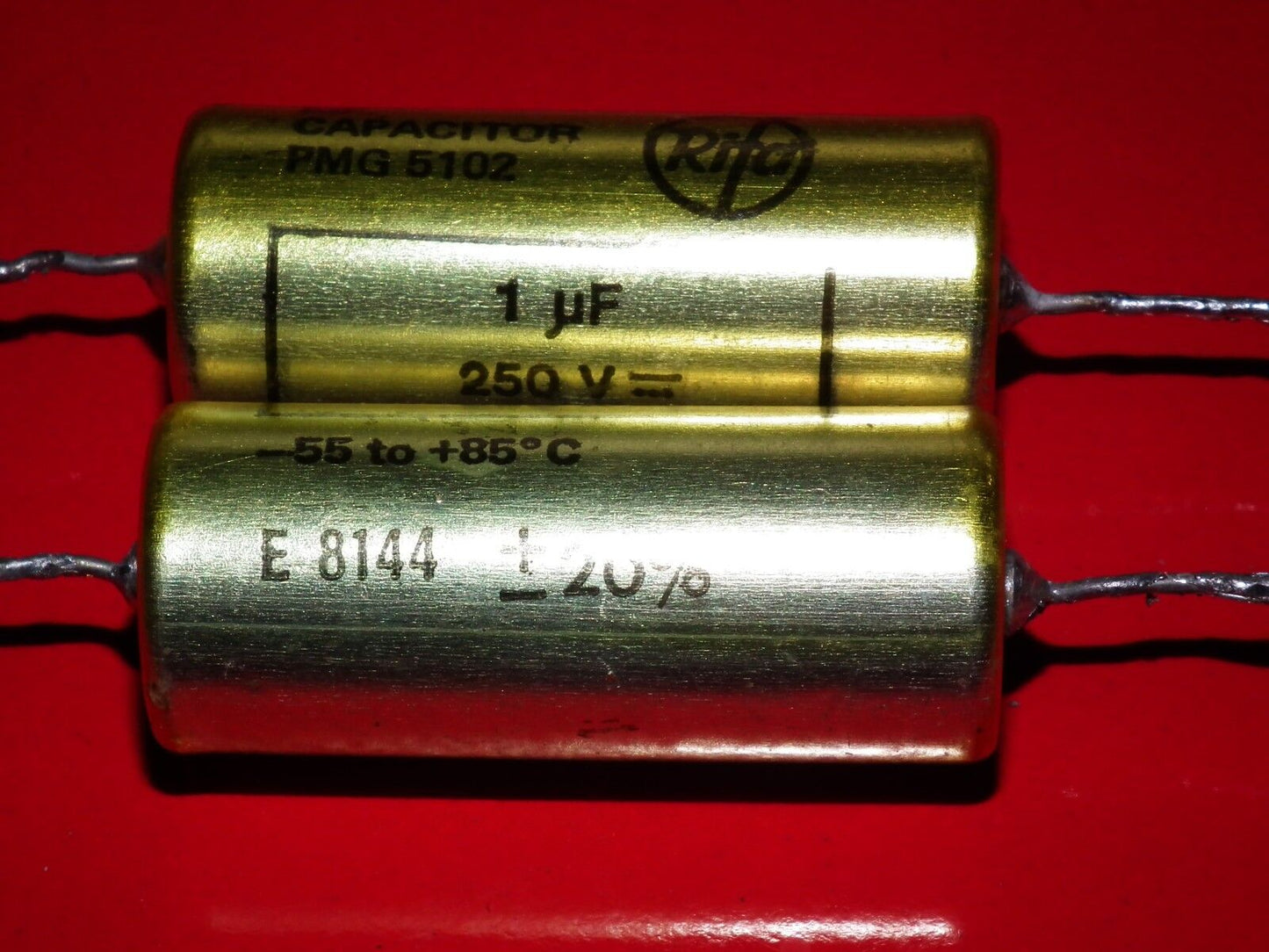 Four vintage MP capacitors 1 uF / 250V Rifa Sweden (PIO Paper in oil capacitor)