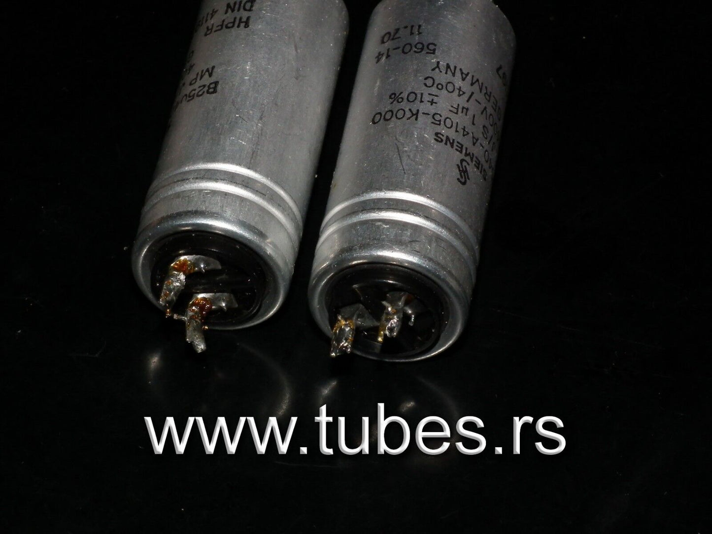 Two vintage Siemens PIO capacitors 1.0 uF / 400V Klangfilm tube audio
