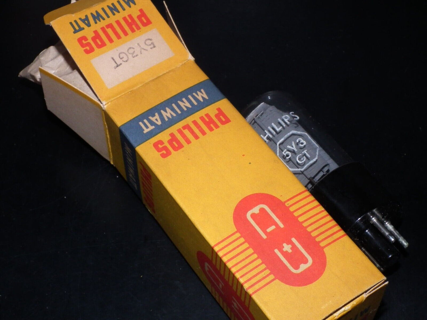 5Y3GT Philips NOS NIB Rare Old Type Getter, Eindhoven plant, tested, balanced