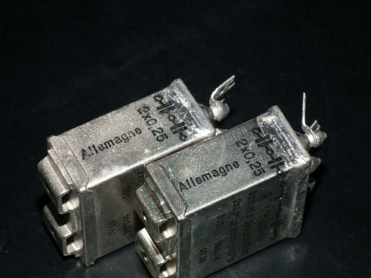 Two vintage Siemens PIO capacitors 2x0.25 uF 300V Klangfilm tube audio 60s NOS