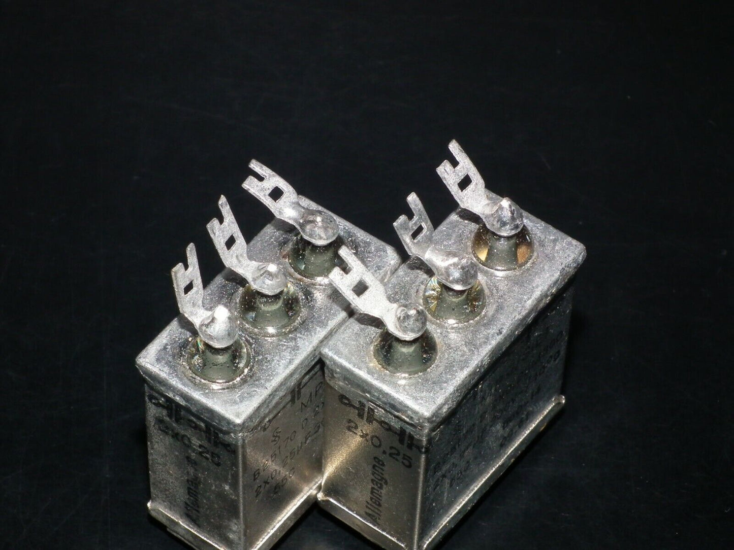 Two vintage Siemens PIO capacitors 2x0.25 uF 300V Klangfilm tube audio 60s NOS