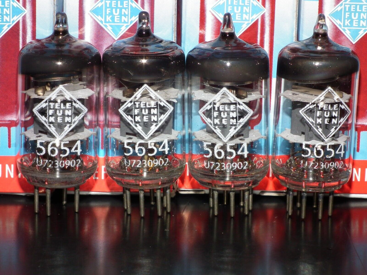 Platinum Matched Quad Telefunken 5654 6AK5 EF95 NOS NIB Ulm Diamond Bottom DB