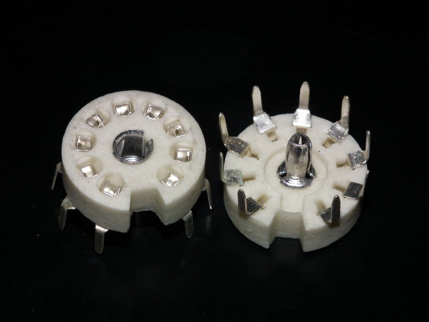 Two (2) VINTAGE NOS Noval Vacuum Tube Ceramic Socket for PCB West Germany 60s