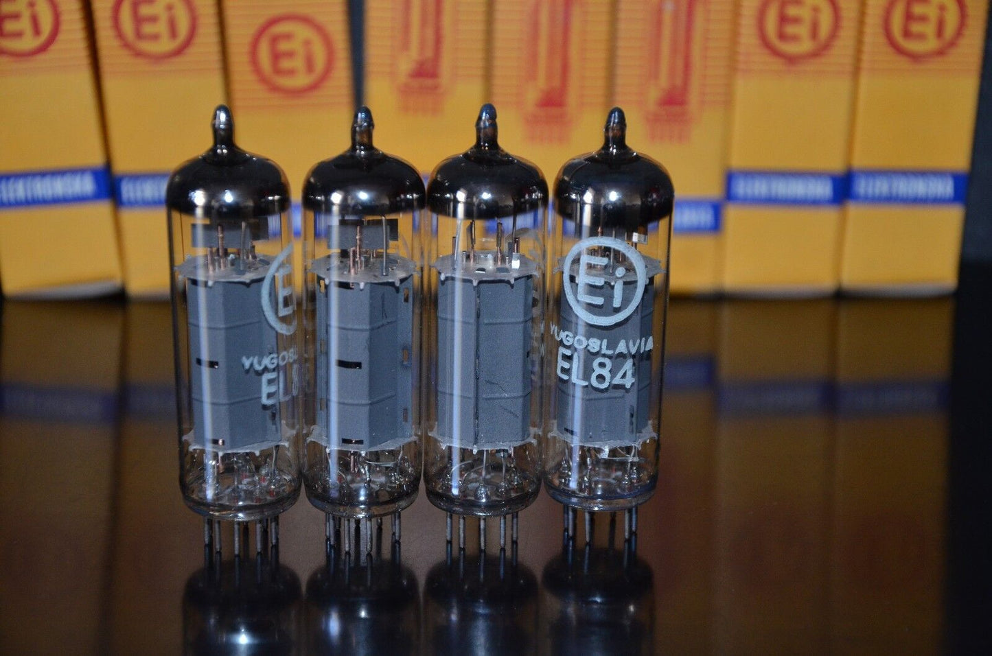 EL84 6BQ5 EI Mullard - NOS platinum matched quad Made in Yugoslavia Philips tool