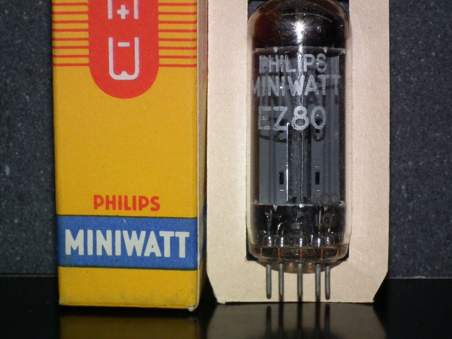 EZ80 Philips 6V4 NOS NIB RARE D Getter made by Mazda Brussels in 1960