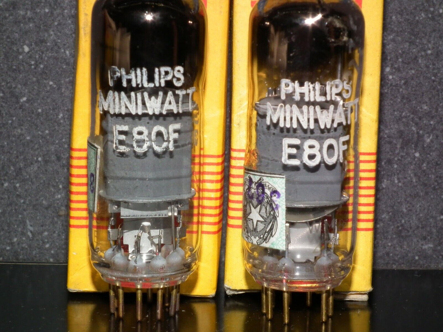 E80F Philips 6084 Matched Pair RARE D GETTER Pinched Waist Heerlen 1957 NOS NIB