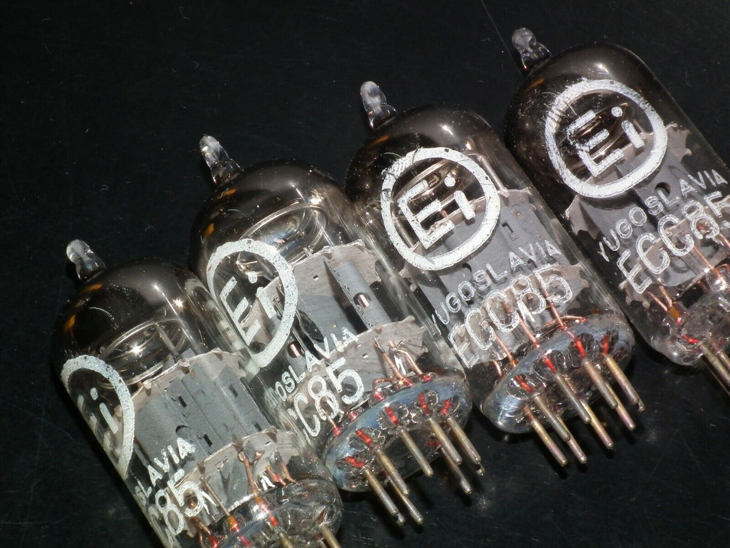 ECC85 6AQ8 EI Philips NOS NIB Platinum matched quad, old type early 70s