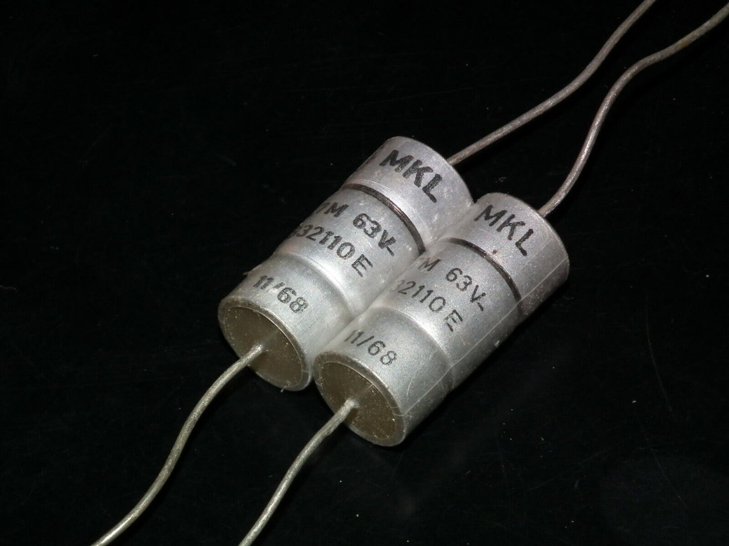 Two NOS vintage Siemens MKL Capacitors 4.7mfd 63V Klangfilm West Germany 1968