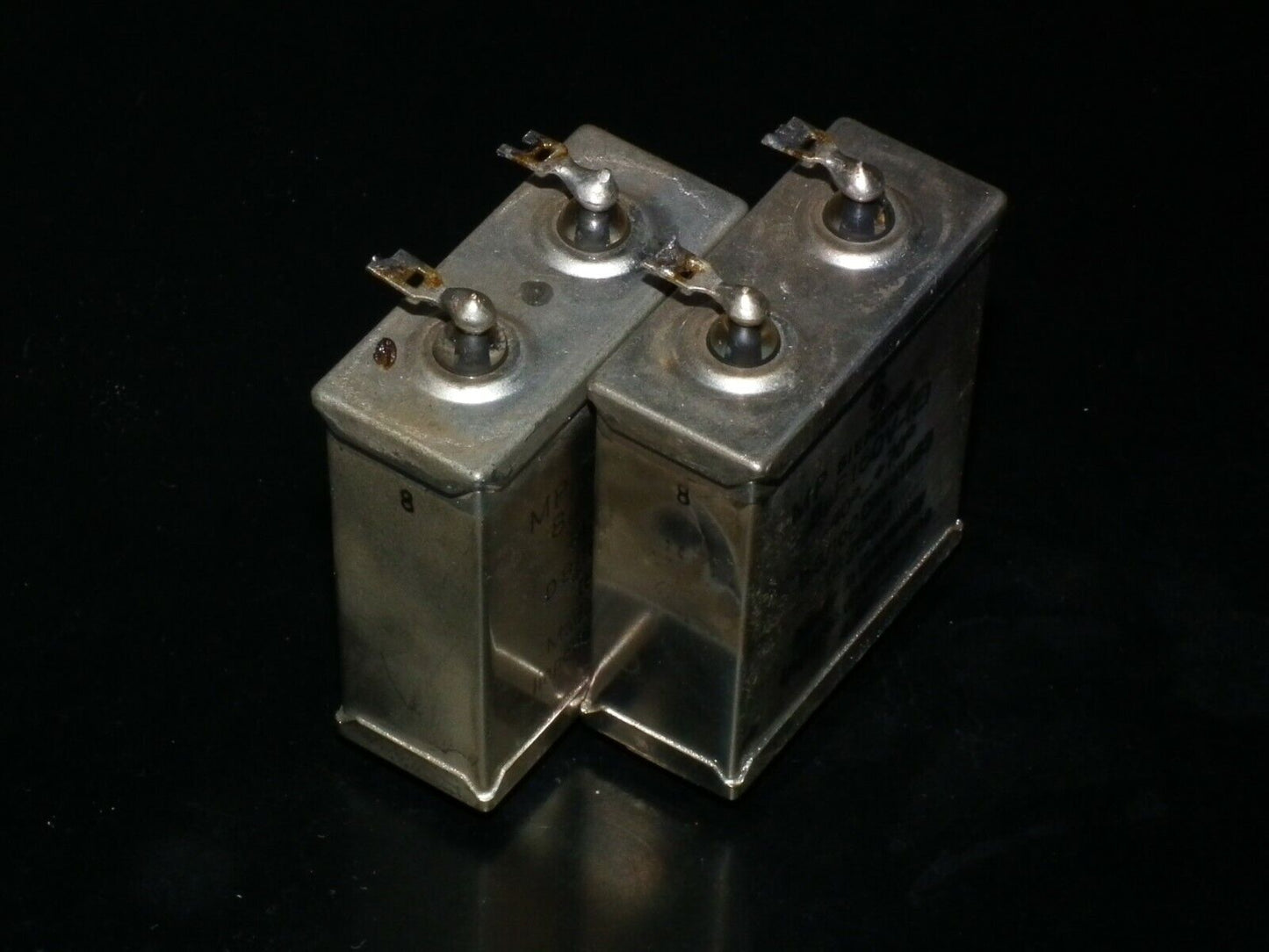 Two vintage Siemens PIO capacitors 8 uF 160V Klangfilm tube audio Glass End Seal