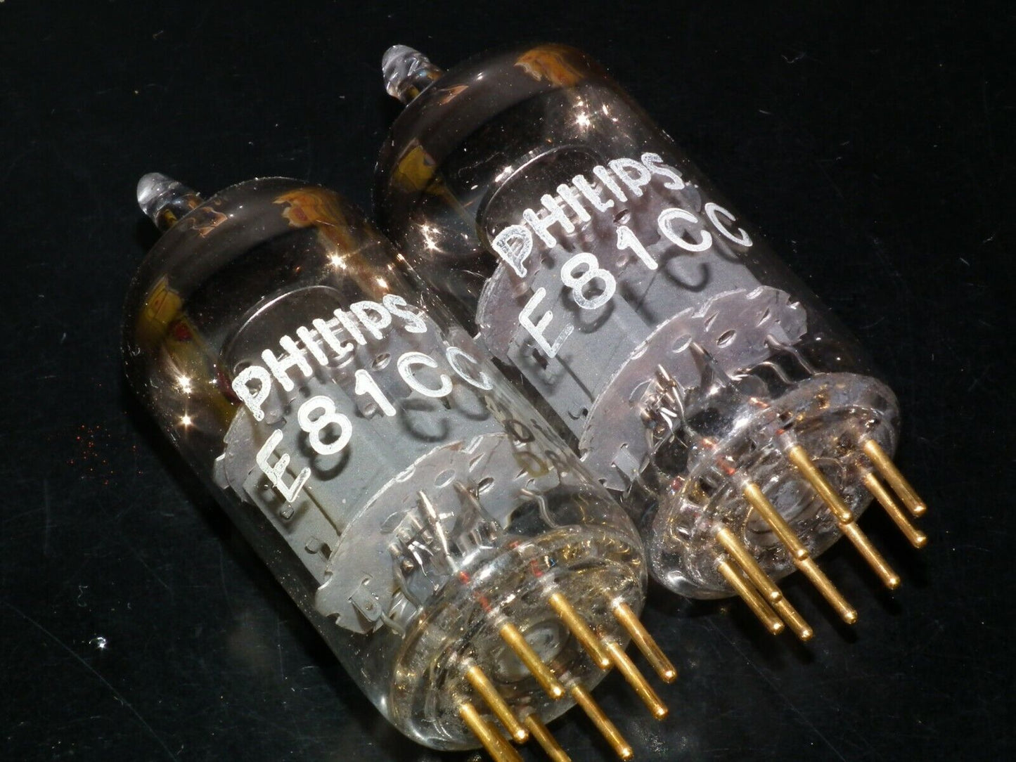 Valvo 6201 (ECC81 12AT7) NOS matched pair rebranded Philips RARE DISC GETTER
