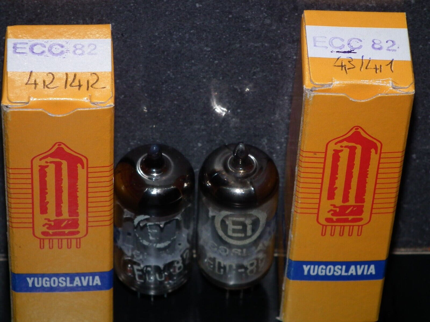 Matched Pair ECC82 12AU7 EI Yugoslavia Telefunken Long Smooth Plates 17mm Used