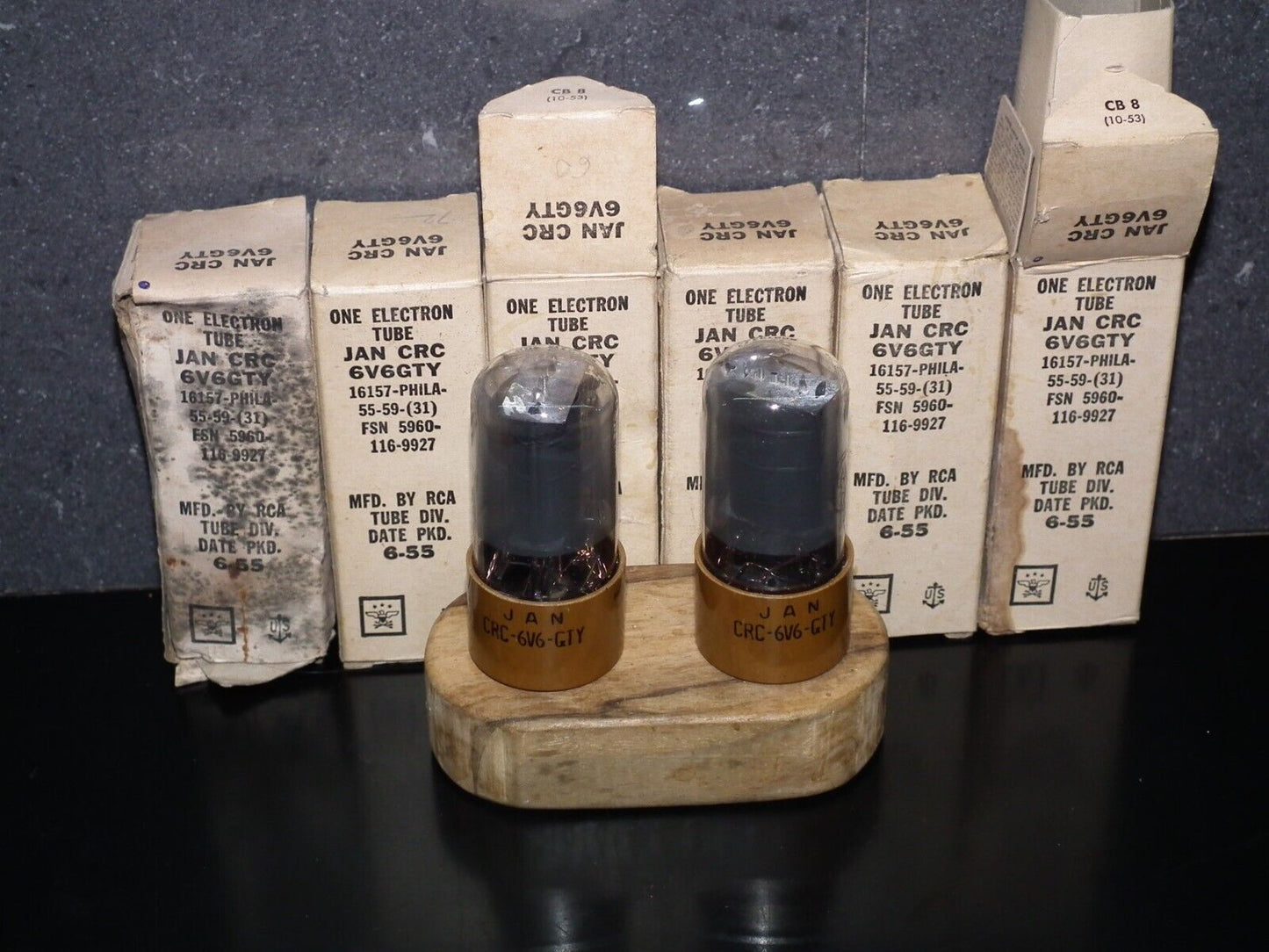 6V6GTY RCA JAN NOS Platinum Matched Pair Brown Base tested 100% Made in USA 1955