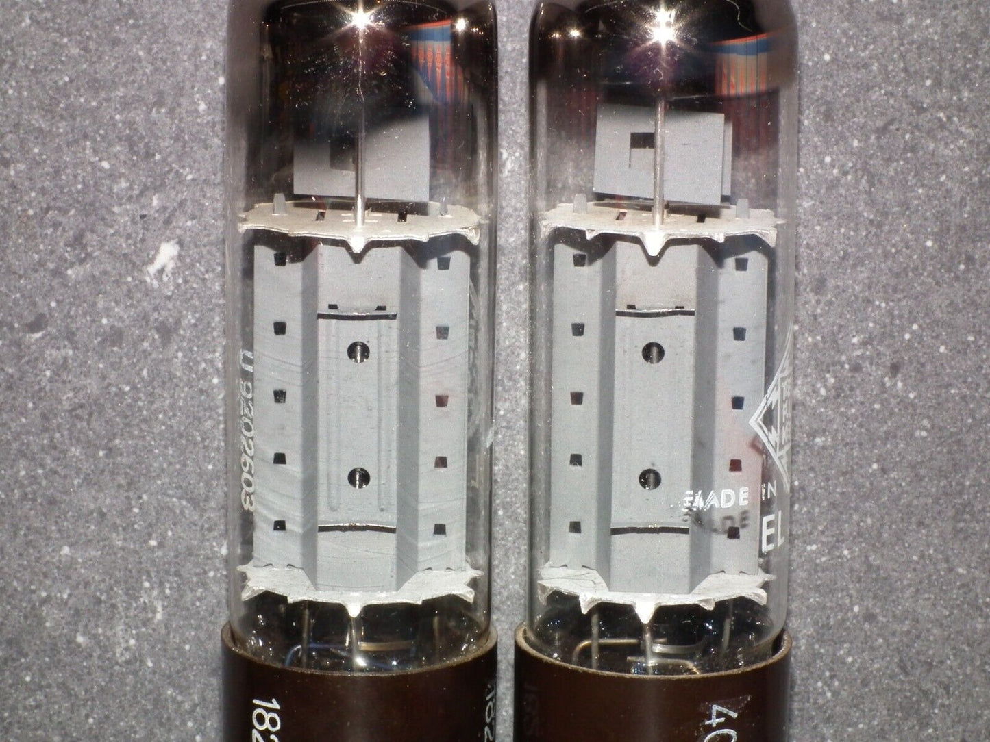 EL34 Telefunken OO Getter Brown Base NOS NIB Platinum Matched Pair Ulm W.Germany