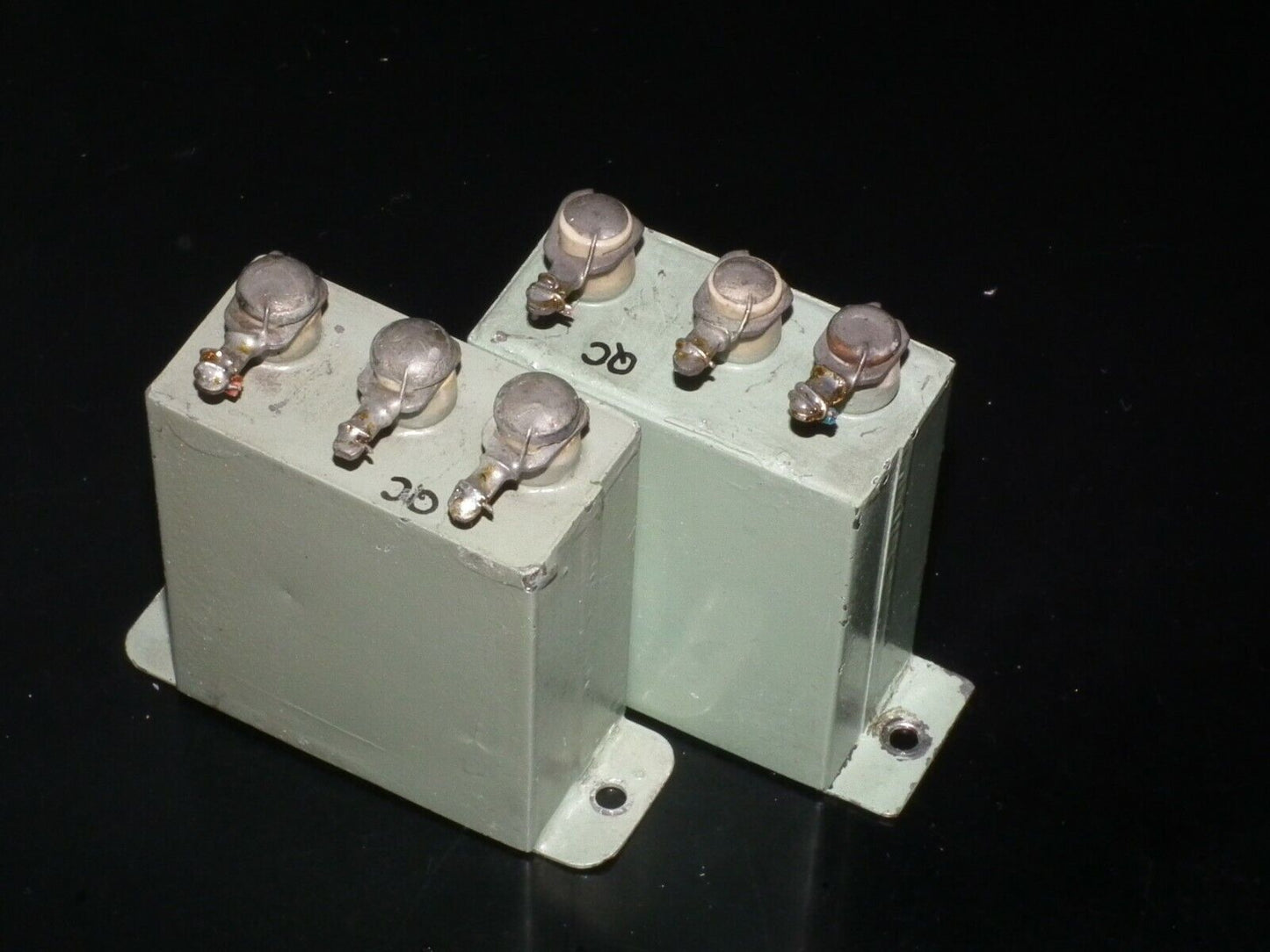 Two vintage RARE PIO capacitors 1+1 uF / 500V DC tube audio