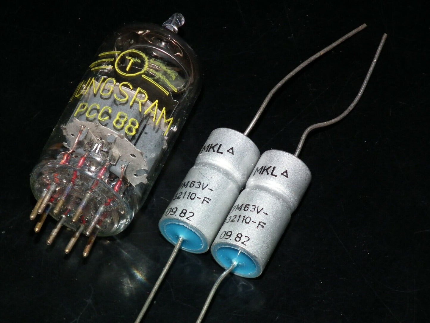 Two NOS vintage Siemens MKL Capacitors 4.7mfd 63V Klangfilm West Germany 1968