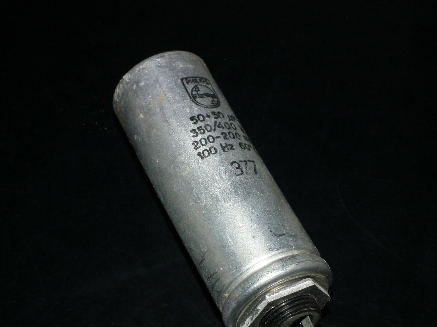 NOS vintage Philips electrolytic can capacitor 50 + 50 mfd 400V made back in 60s