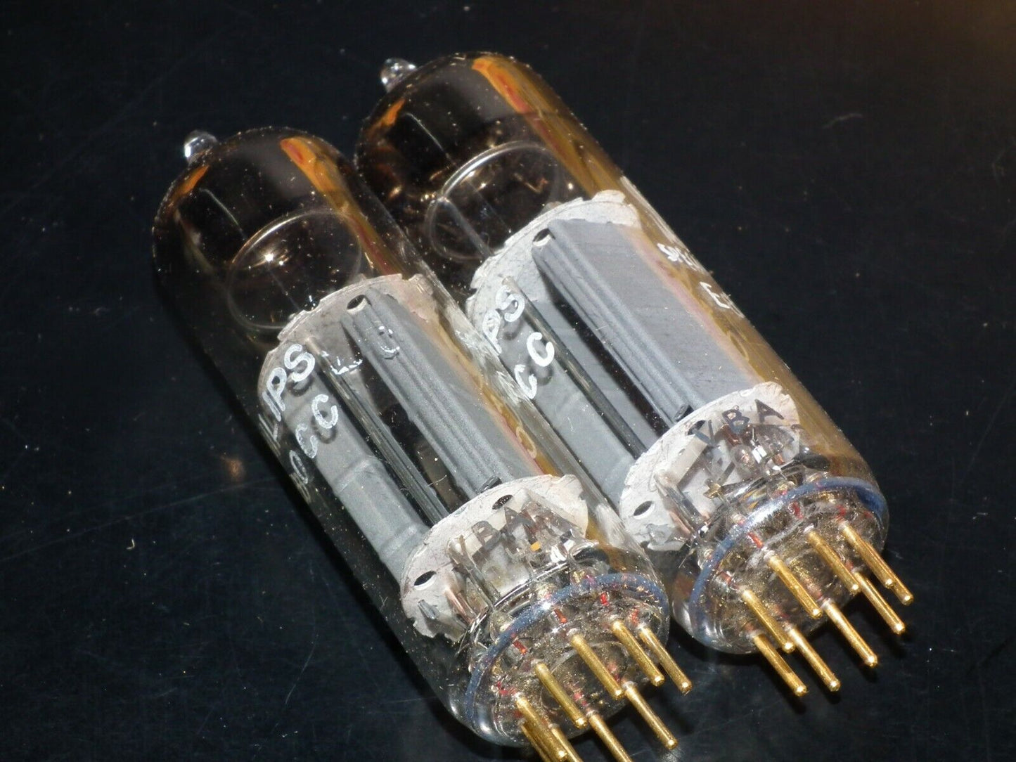 Philips E80CC 6085 Platinum Matched pair NOS Made in Holland Heerlen plant Gold