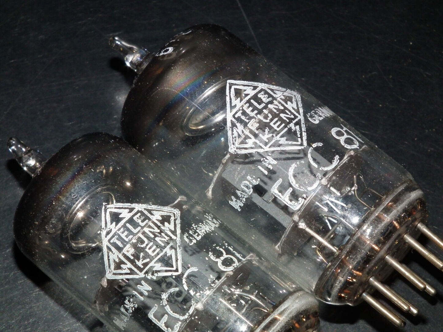 NOS Matched Pair ECC81 Telefunken 12AT7 Diamond Bottom Same Codes West Germany