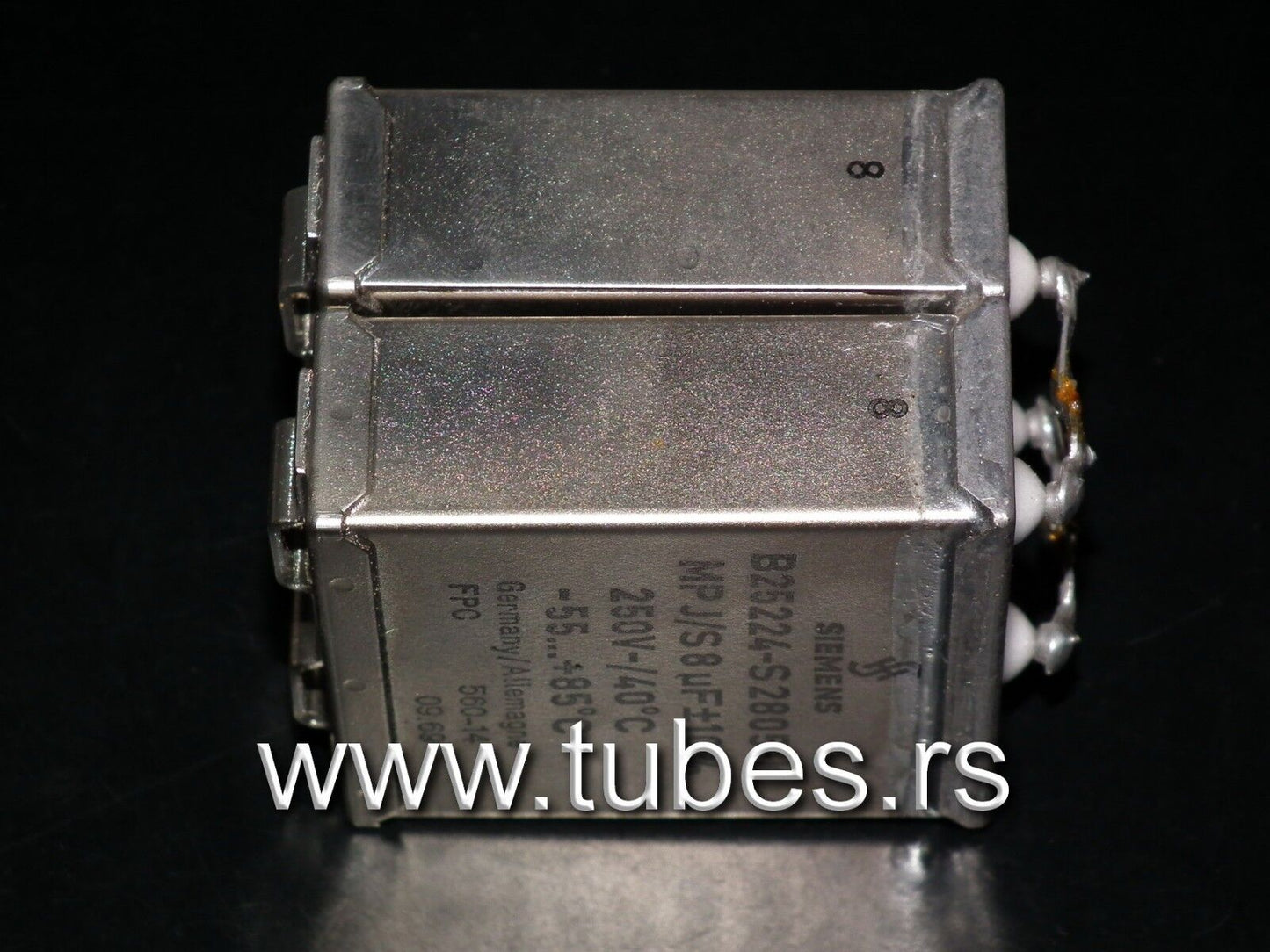 Two vintage Siemens PIO capacitors 8.0 uF / 250V Klangfilm tube audio