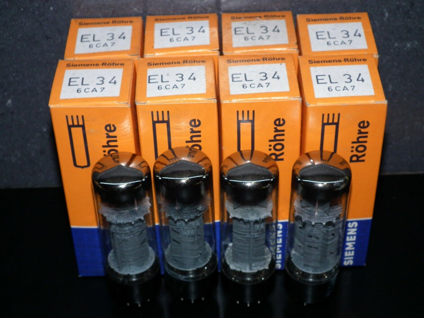 EL34 6CA7 Mullard Xf3 NOS Platinum Matched Quad Blackburn 1975 Rebranded Siemens