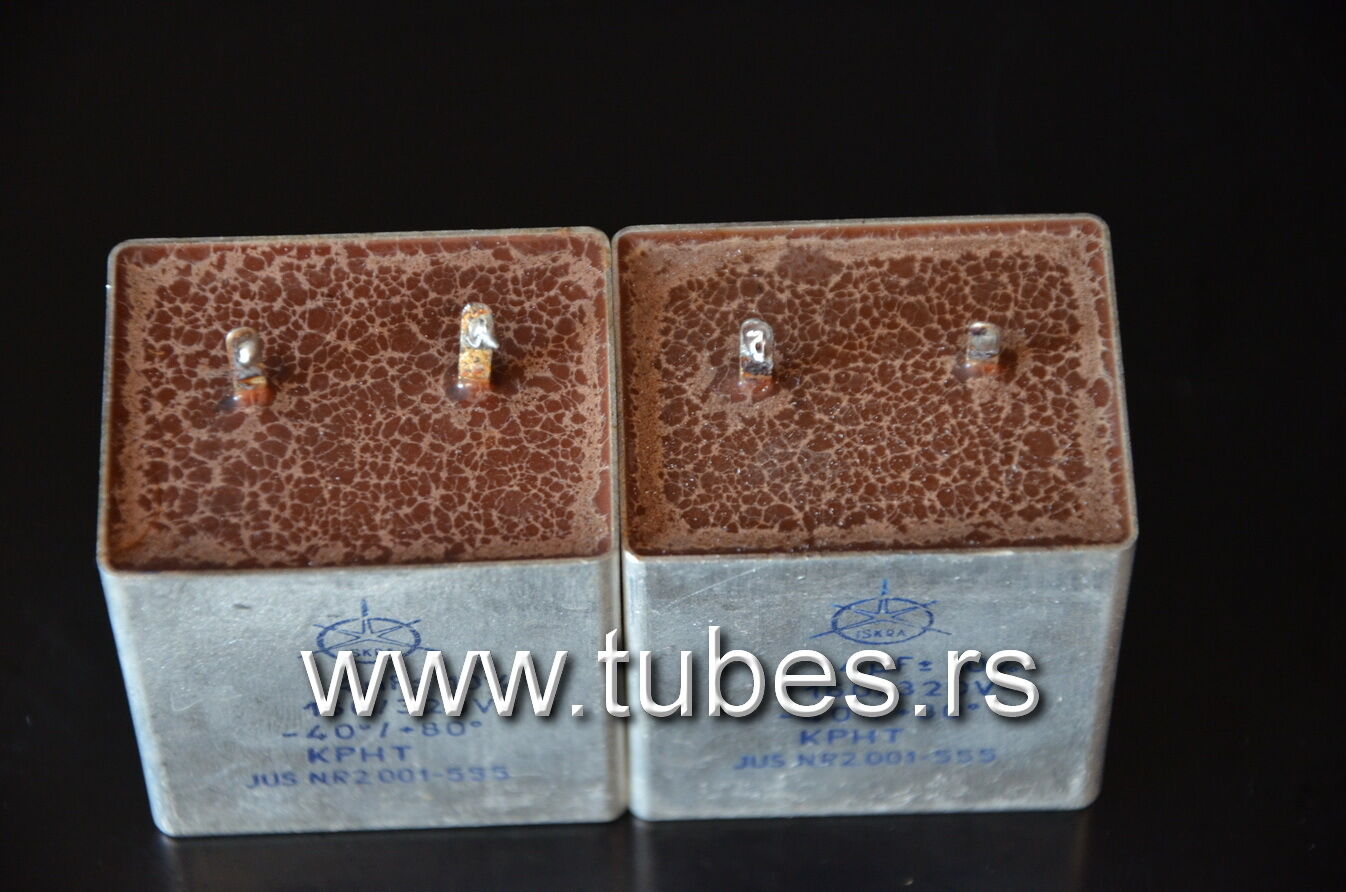 Two vintage PIO capacitors 4uF 160/320V Iskra Yugoslavia for tube audio preamp