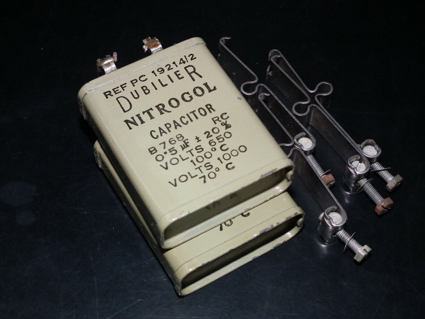 Two RARE PIO Capacitors 0.5mfd 1000V 0.5u 650V Nitrogol Cornell Dubilier