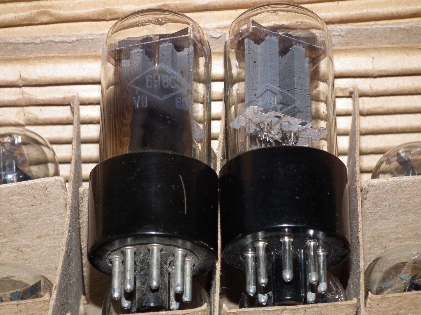 Platinum Matched Pair Foton 6SN7GT 6N8S NOS early 60s Tashkent RARE FOIL GETTER