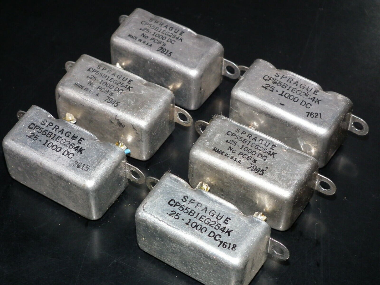 Two (2 pcs) RARE PIO Capacitors 0.25mfd 1000V 0.25u Sprague USA