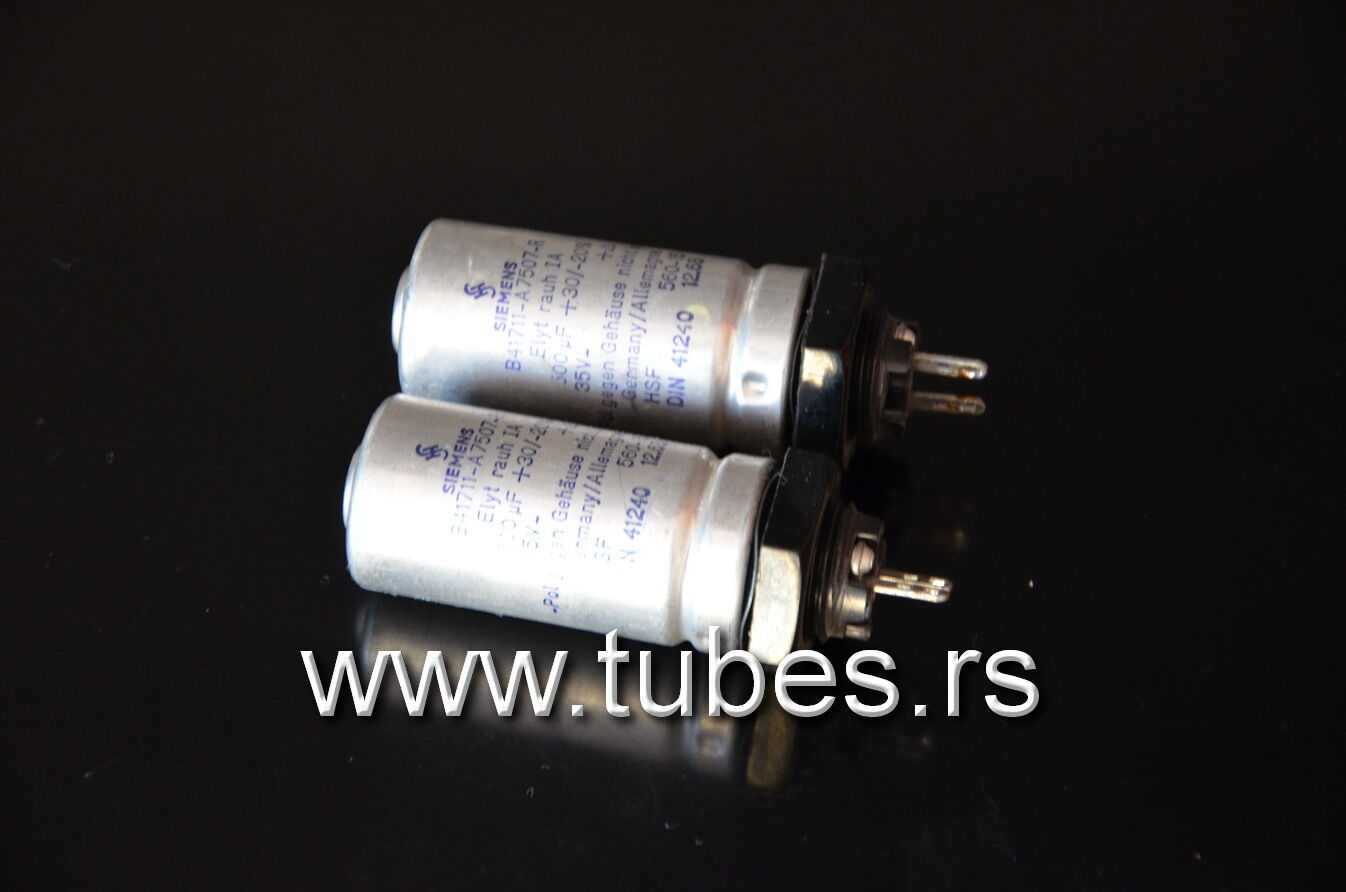 Two vintage Siemens electrolytic capacitors 500uF / 35V Klangfilm West Germany