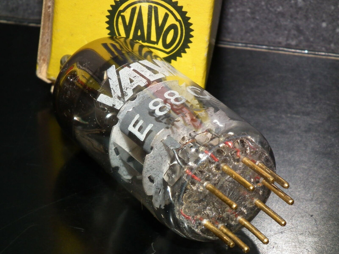E88CC Mullard MItcham Rebranded Valvo Gold pins, perfectly balanced NOS NIB
