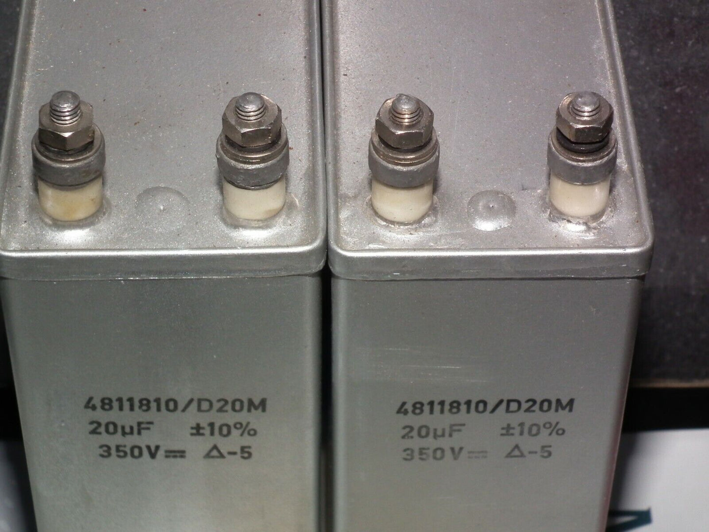 Two vintage Siemens PIO capacitors 20 uF / 350V Klangfilm tube audio