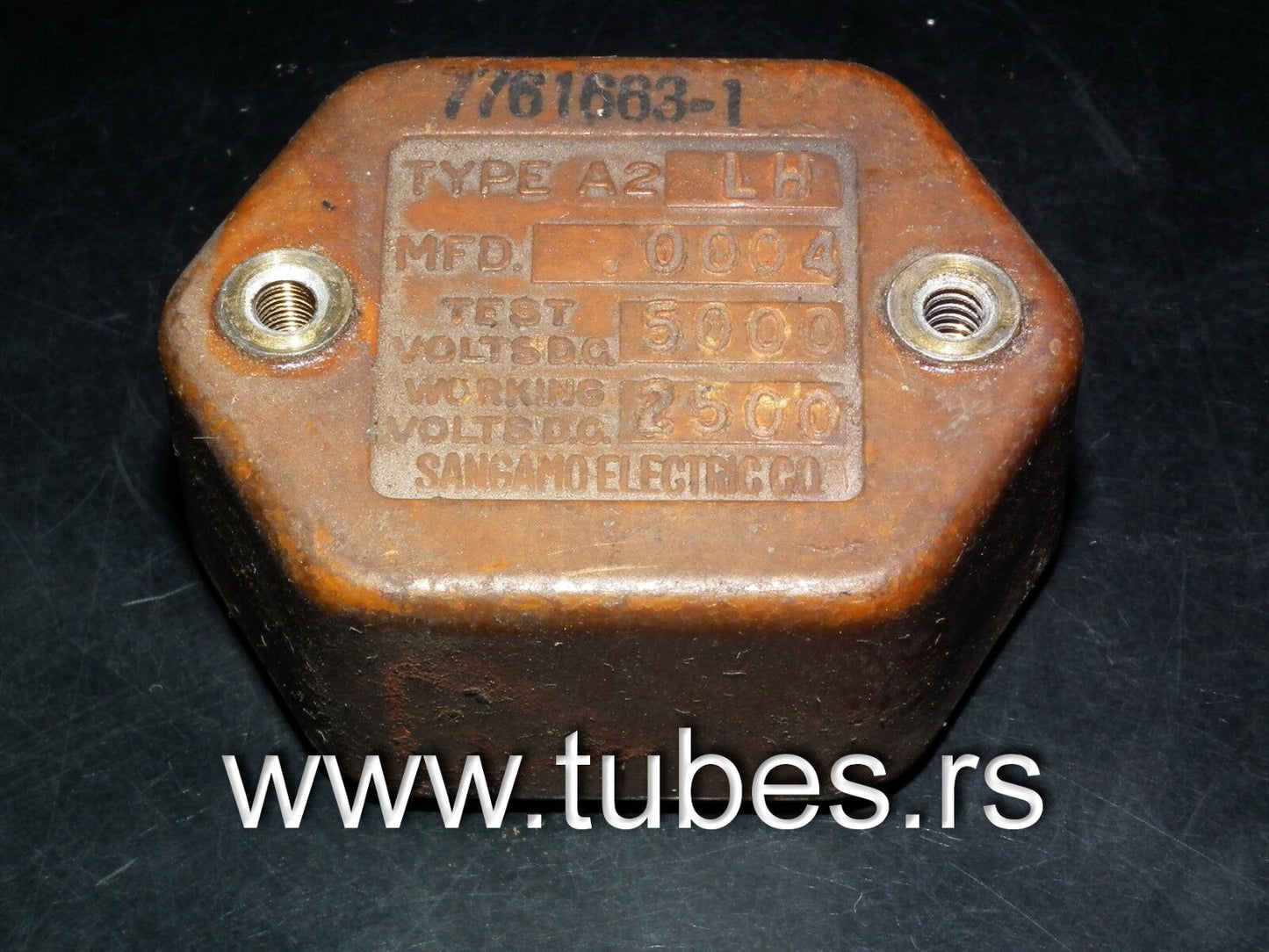 One vintage MICA capacitor 0.0004 mfd 2500V Sangamo USA 400pf 2.5KV