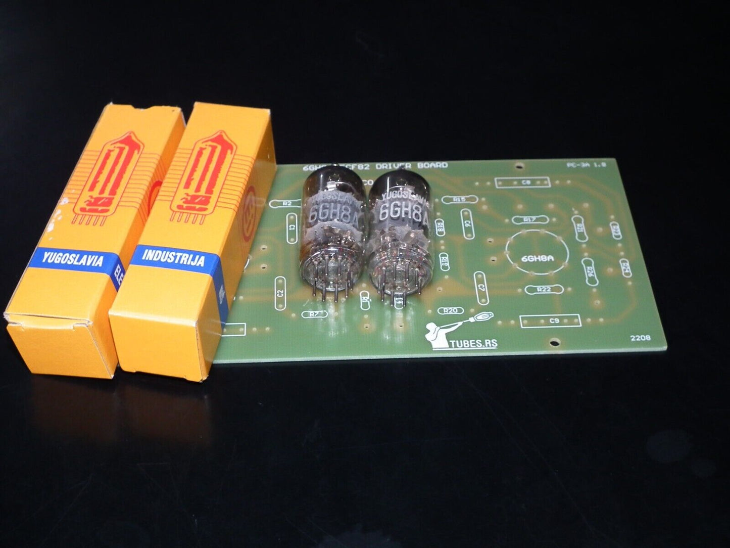DYNACO ST-70 6GH8A / 6GH8 PC-3 DRIVER BOARD PARTIAL KIT (Retro Phenolic Look PCB + EI Philips 6GH8A Pair)