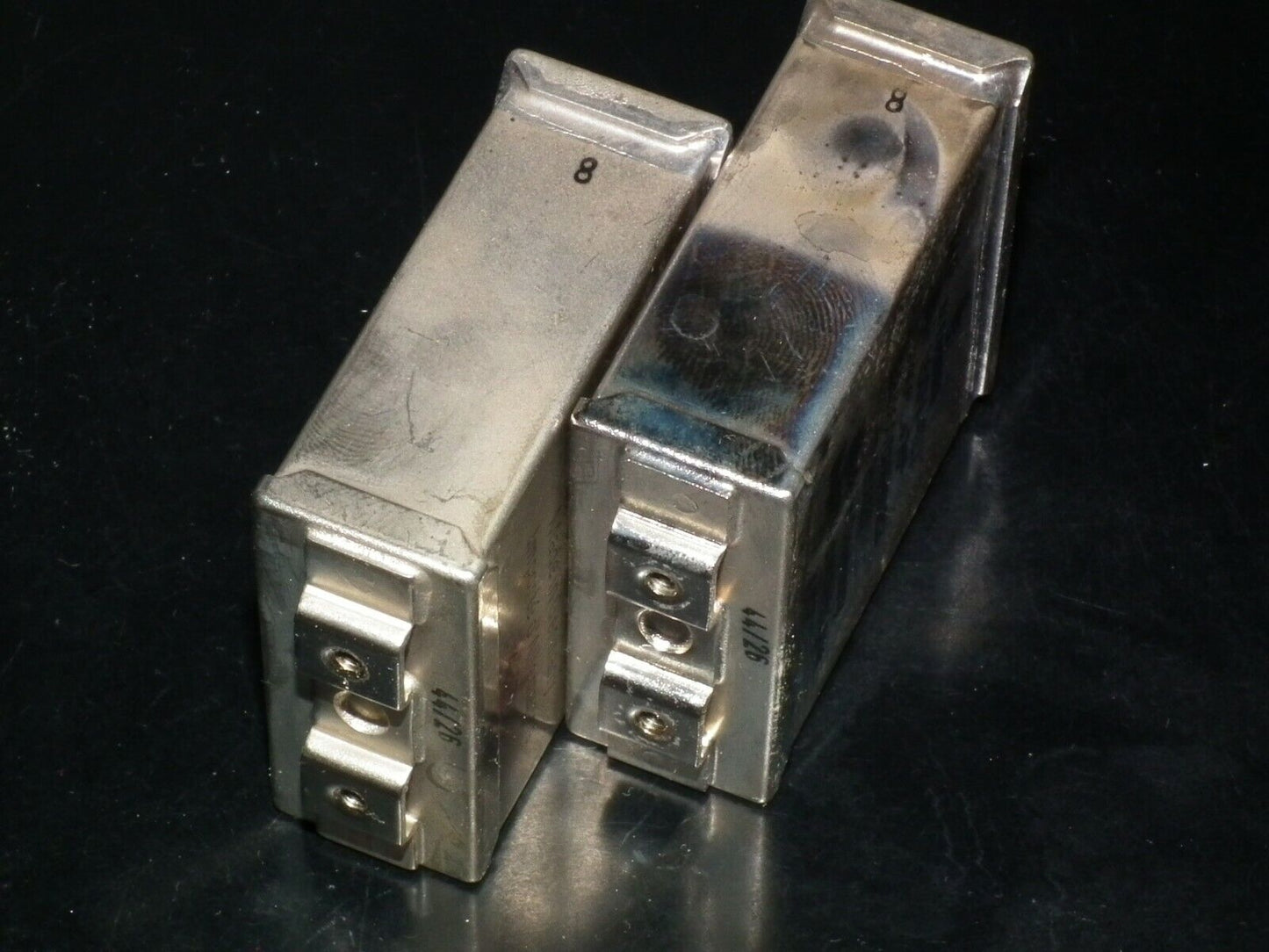 Two vintage Siemens PIO capacitors 8 uF 160V Klangfilm tube audio Glass End Seal