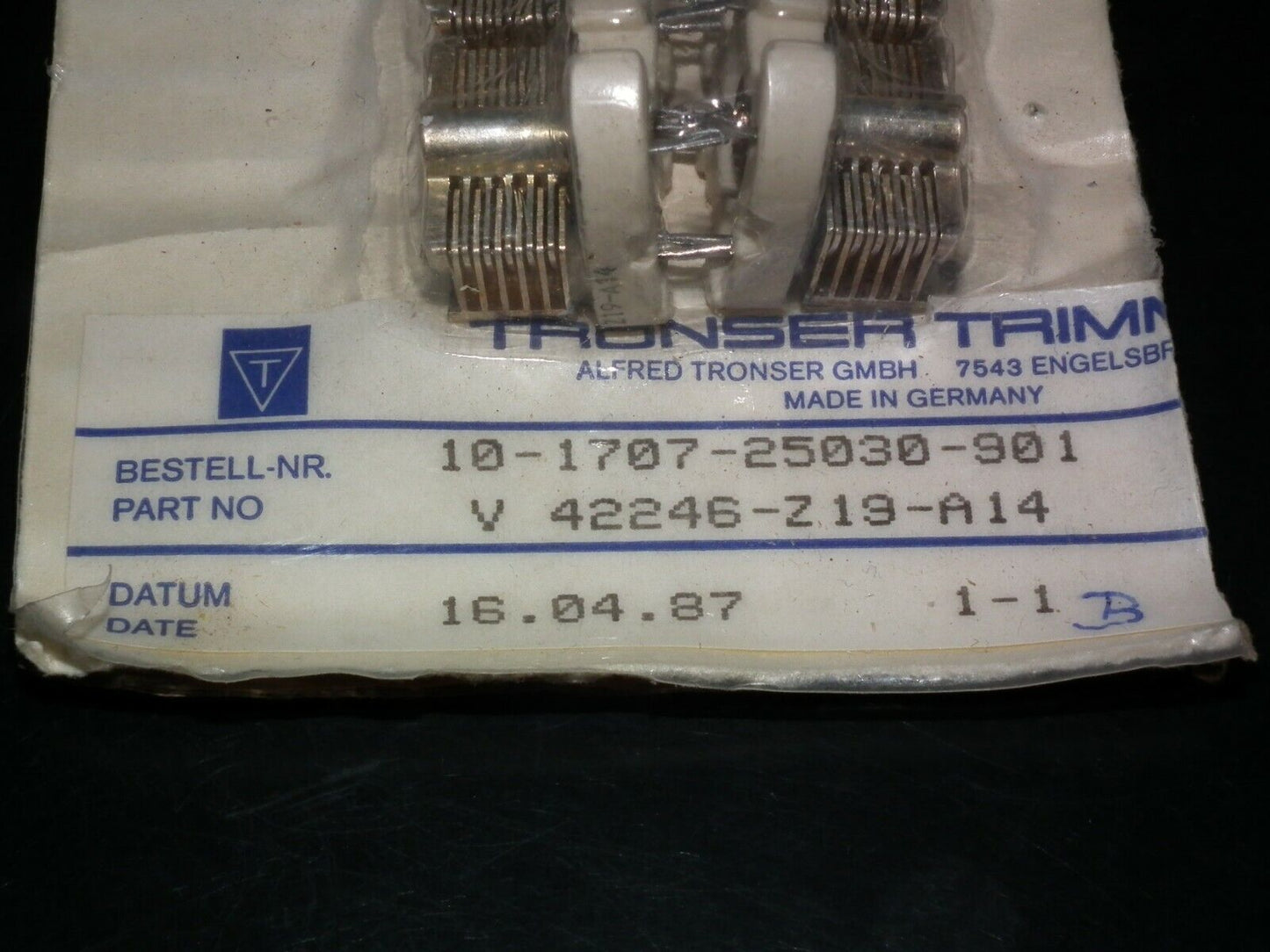 Tronser Trimmer Capacitor 3.4-35pF Made in West Germany in 1987