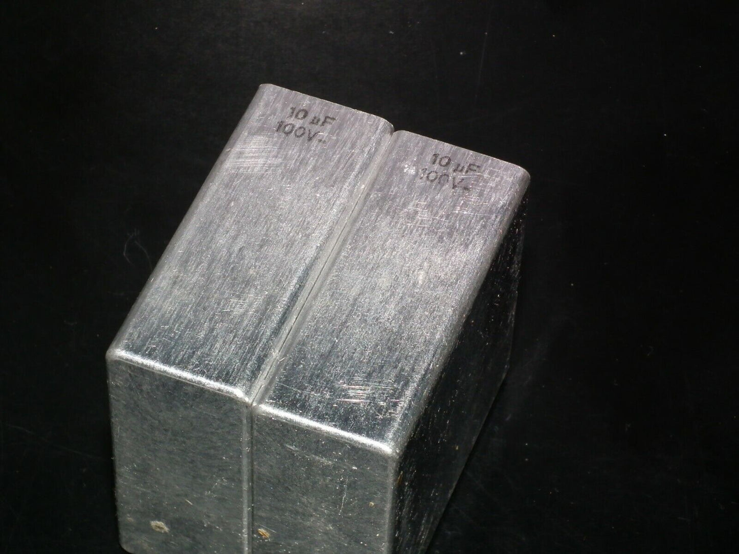 Two vintage Siemens electrolytic capacitors 10uF/100V Klangfilm West Germany 70s