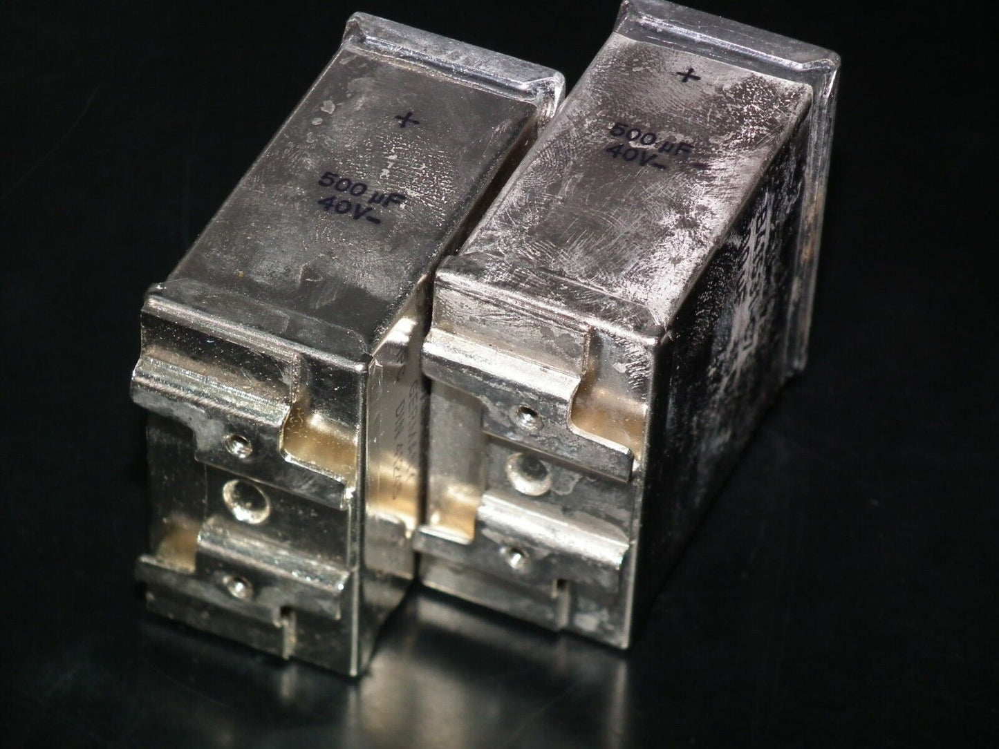 Two NOS vintage Siemens capacitors 500uF 40V Klangfilm audio W.Germany 500mfd