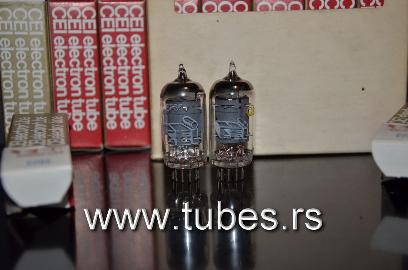 Platinum matched pair EF86 6267 TESLA RARE SQUARE GETTER Rebranded CEI Low Noise