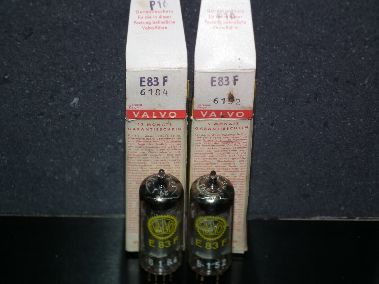 E83F Valvo Matched Pair NOS NIB Yellow Logo Philips Heerlen D Getter 1960