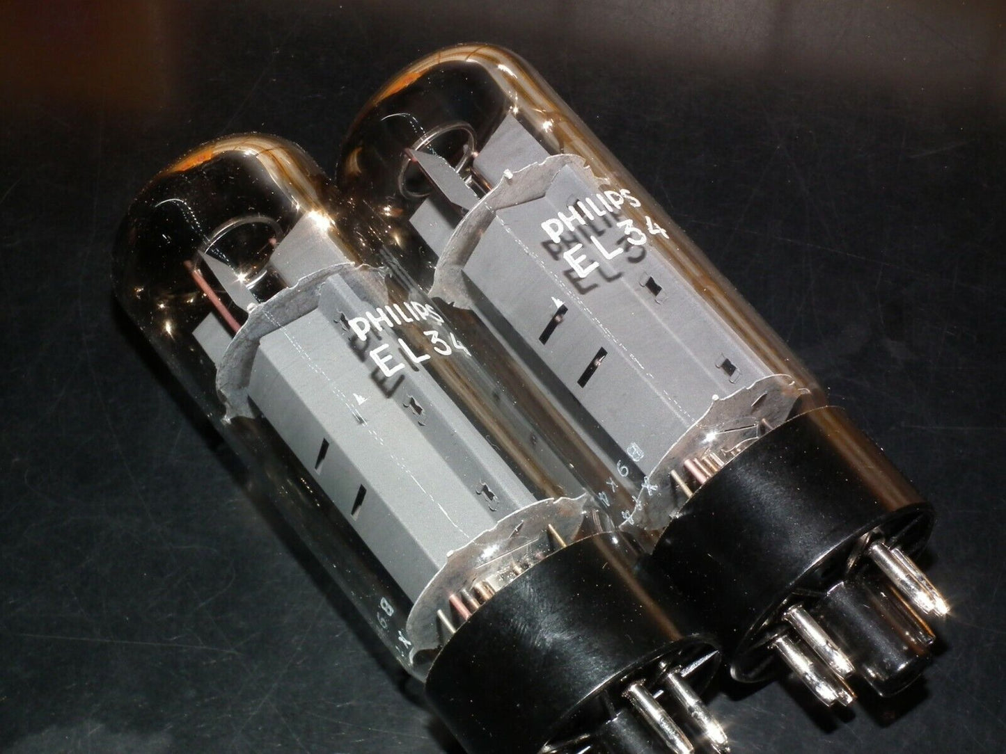 EL34 Mullard Platinum Matched Pair NOS NIB Blackburn Xf4 1979, rebranded Philips