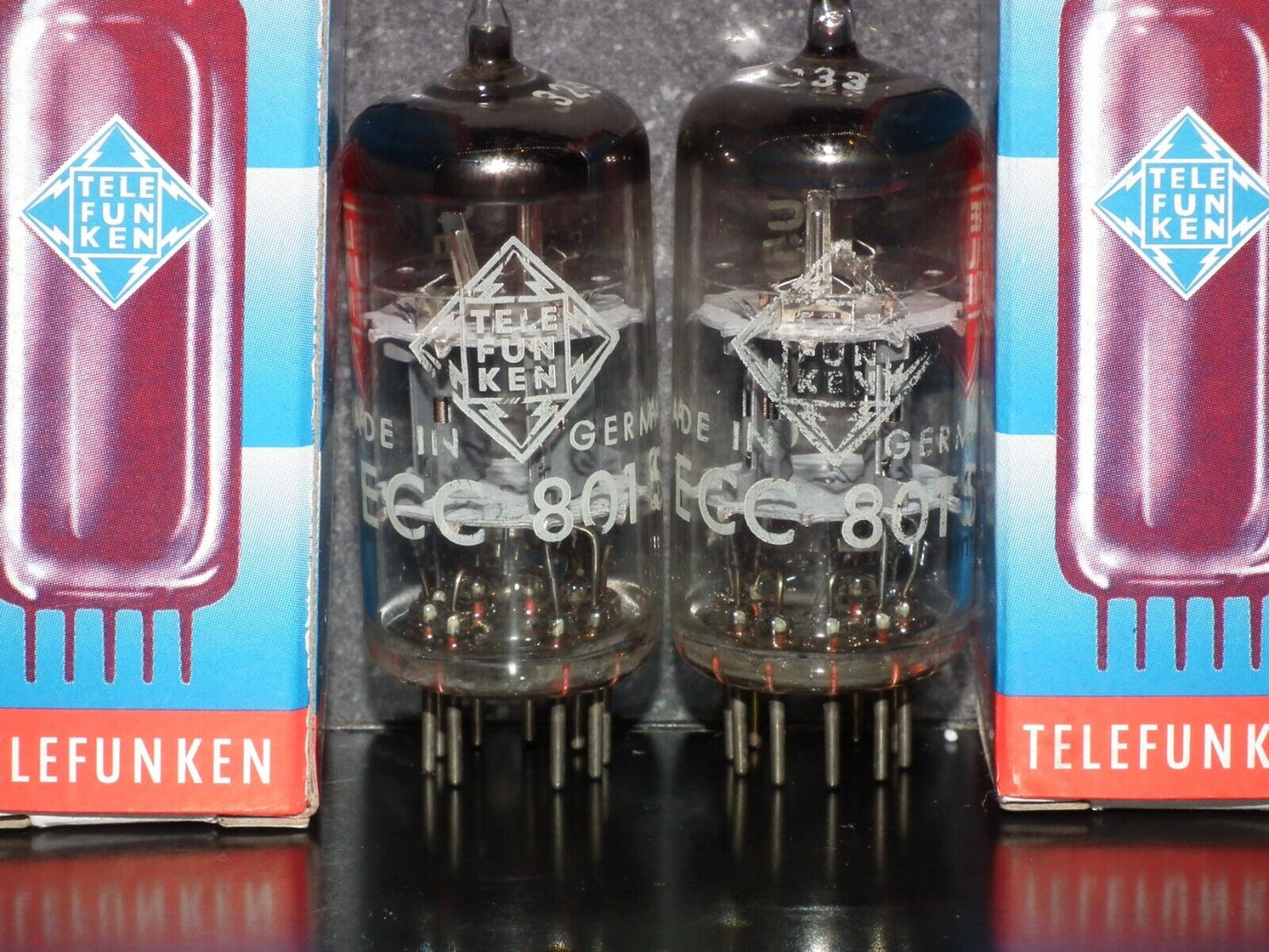 ECC801S Telefunken ECC81 Matched pair Used Tested 100% Ulm plant, Diamond bottom