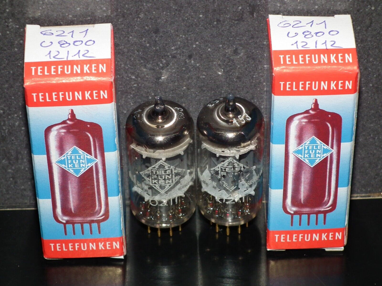 Platinum Matched Pair 6211 Telefunken ~ECC82 Tested NOS DB Gold Pins ULM ECC802S