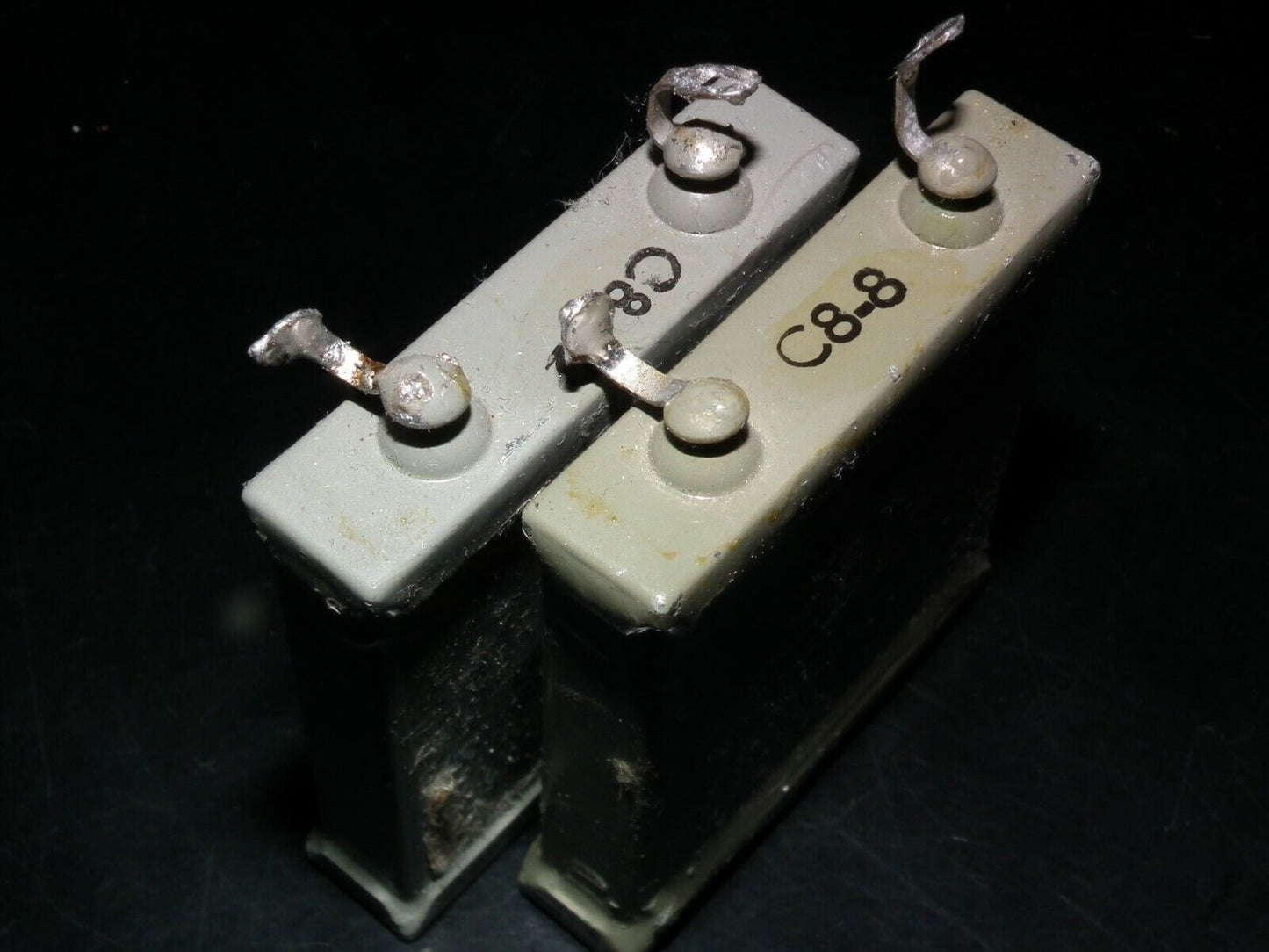 Two vintage Unitra PIO capacitors 4uF 300V 4mfd tube audio Glass End Seal 1981